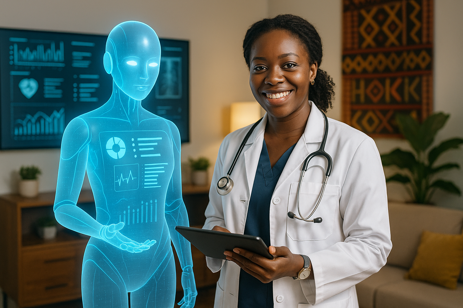 Doctor with AI assistant